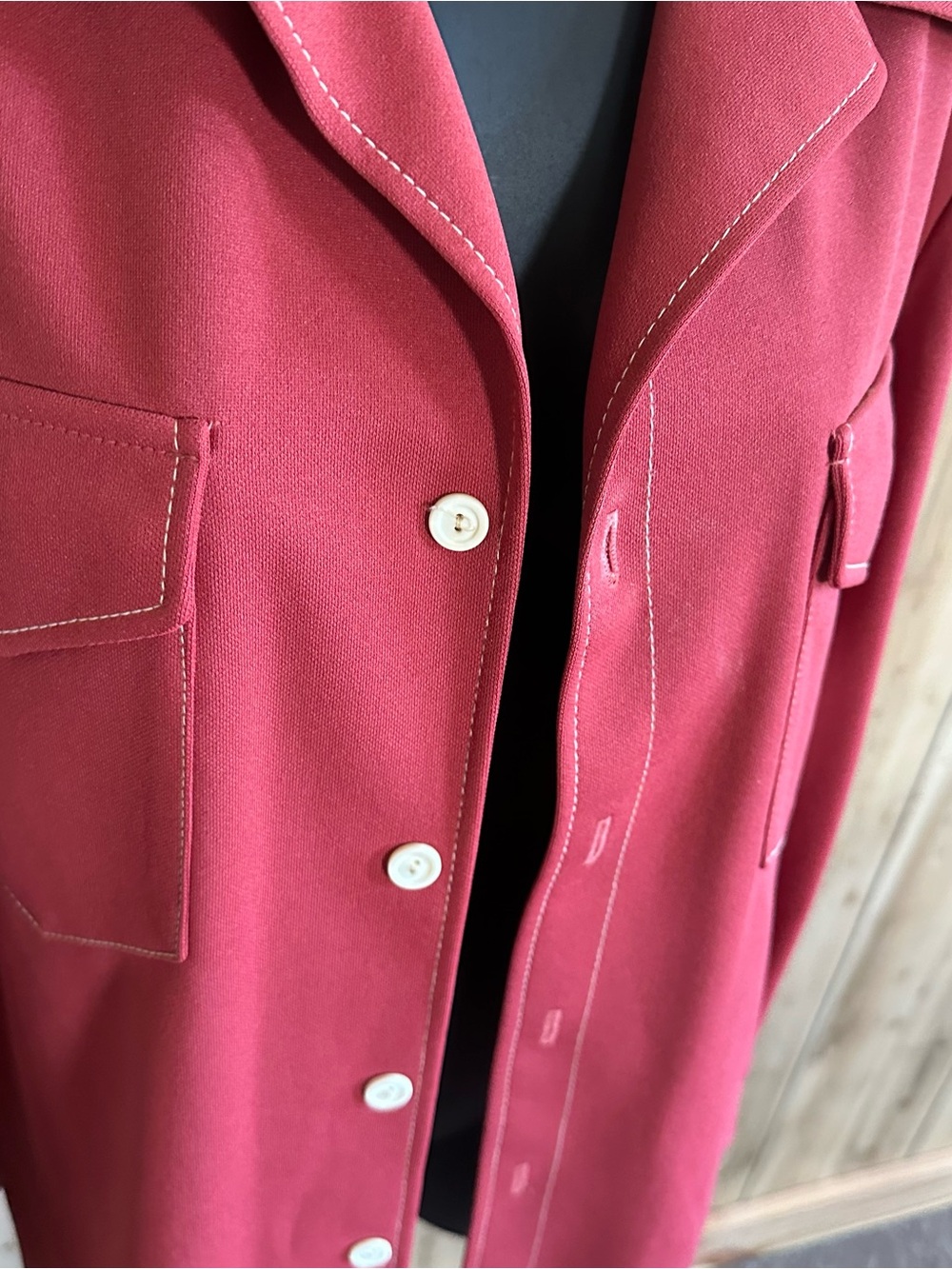 Ridiculously Awesome Vintage Red Two-Piece Shirt and Pants Set with White Trim - Picture 6 of 17